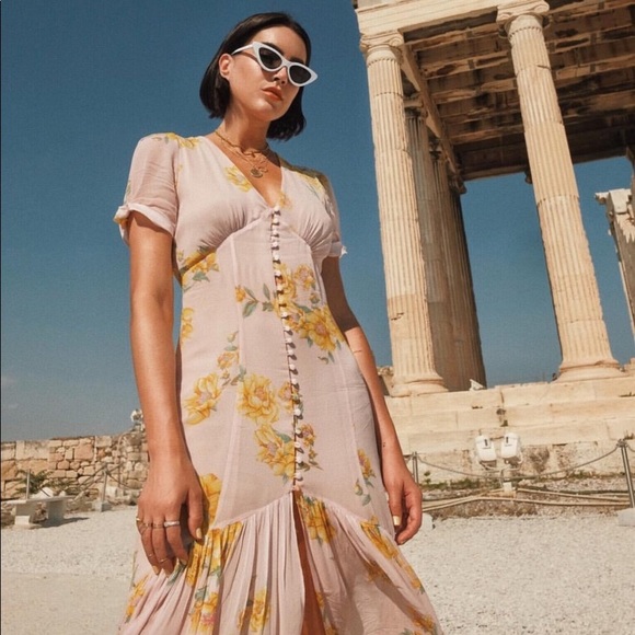 zara pink floral midi dress